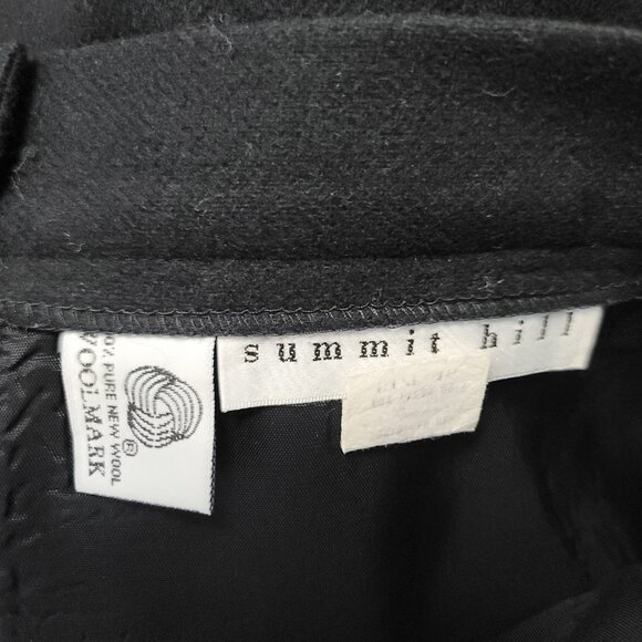 Vintage Summit Hill Black Wool Midi Skirt Women's Size 16 Front Slit Long Length - Picture 10 of 12